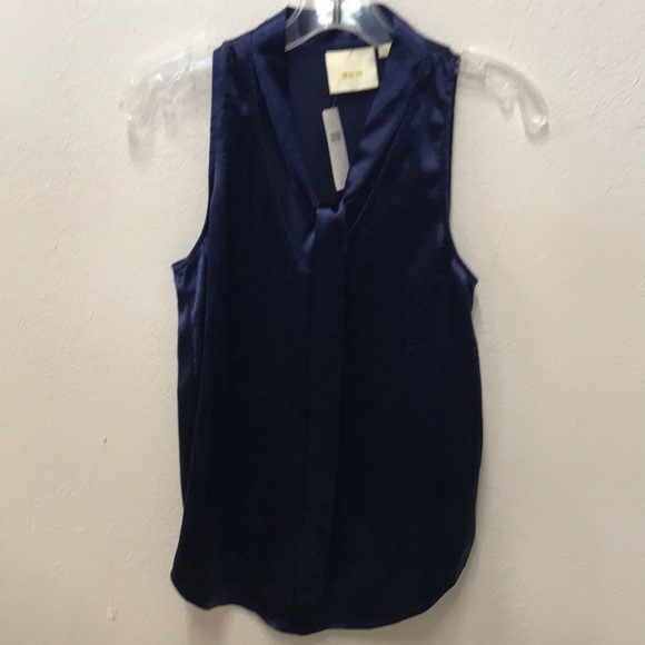 Anthropologie Maeve Navy blue blouse tie front - Picture 2 of 6